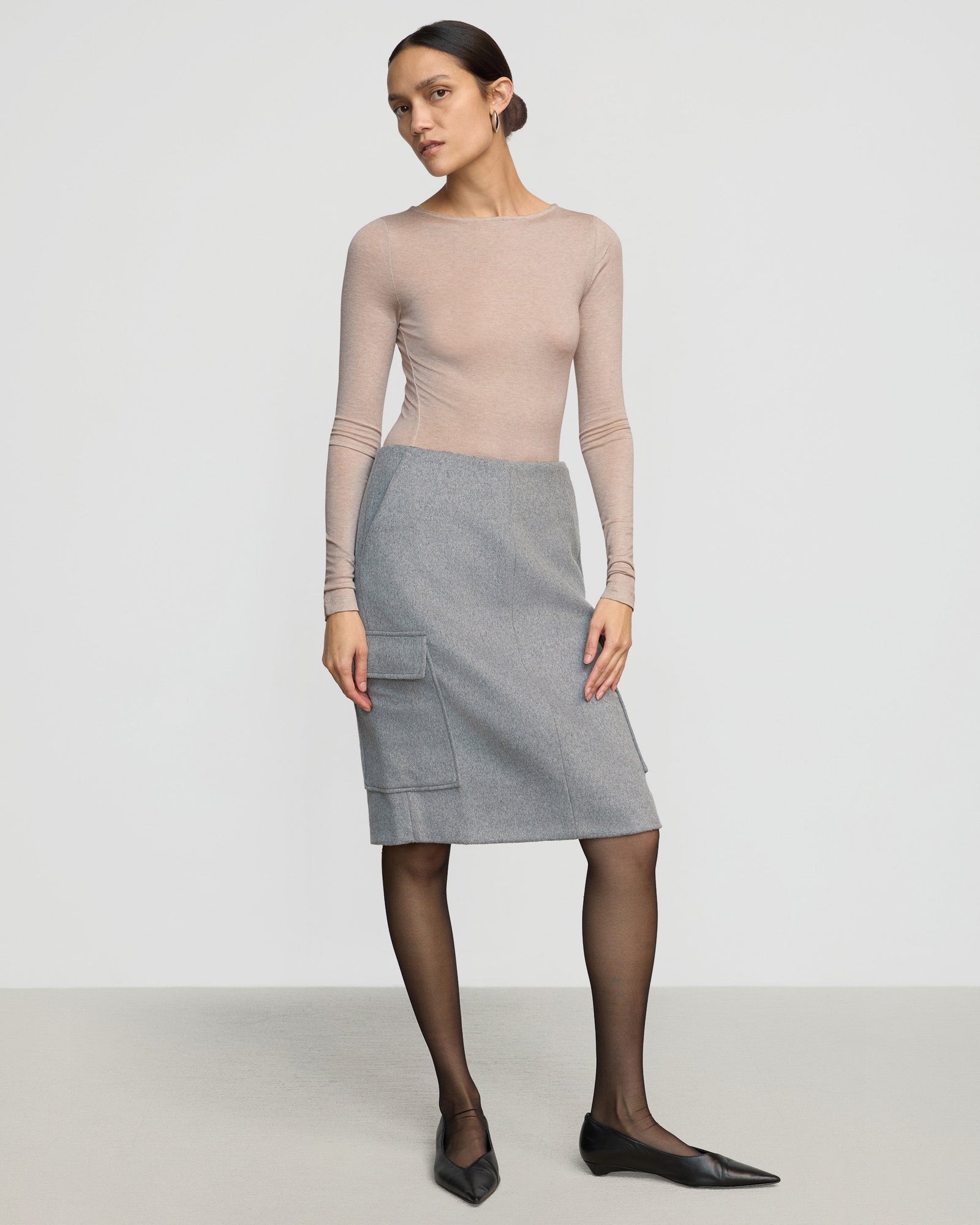 Charlotte | Felicia Wool Utility Midi Skirt in Size Extra Small