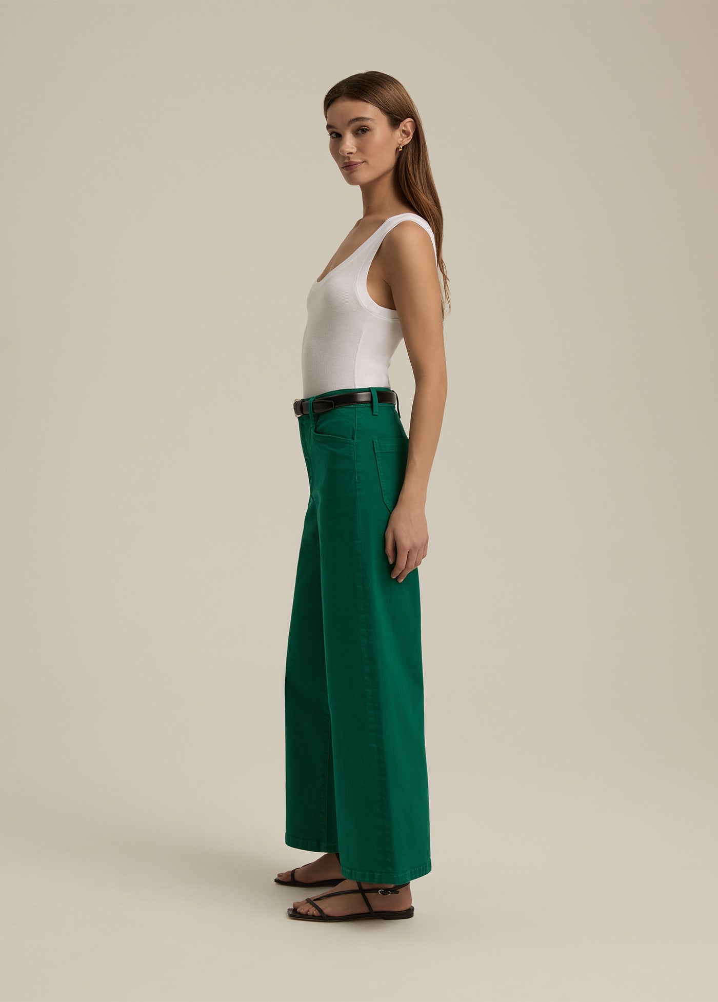 The Mischa Super High Rise Wide Leg Ankle | Emerald
