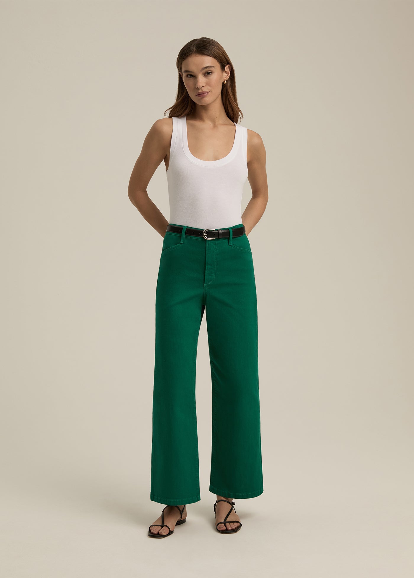 The Mischa Super High Rise Wide Leg Ankle | Emerald