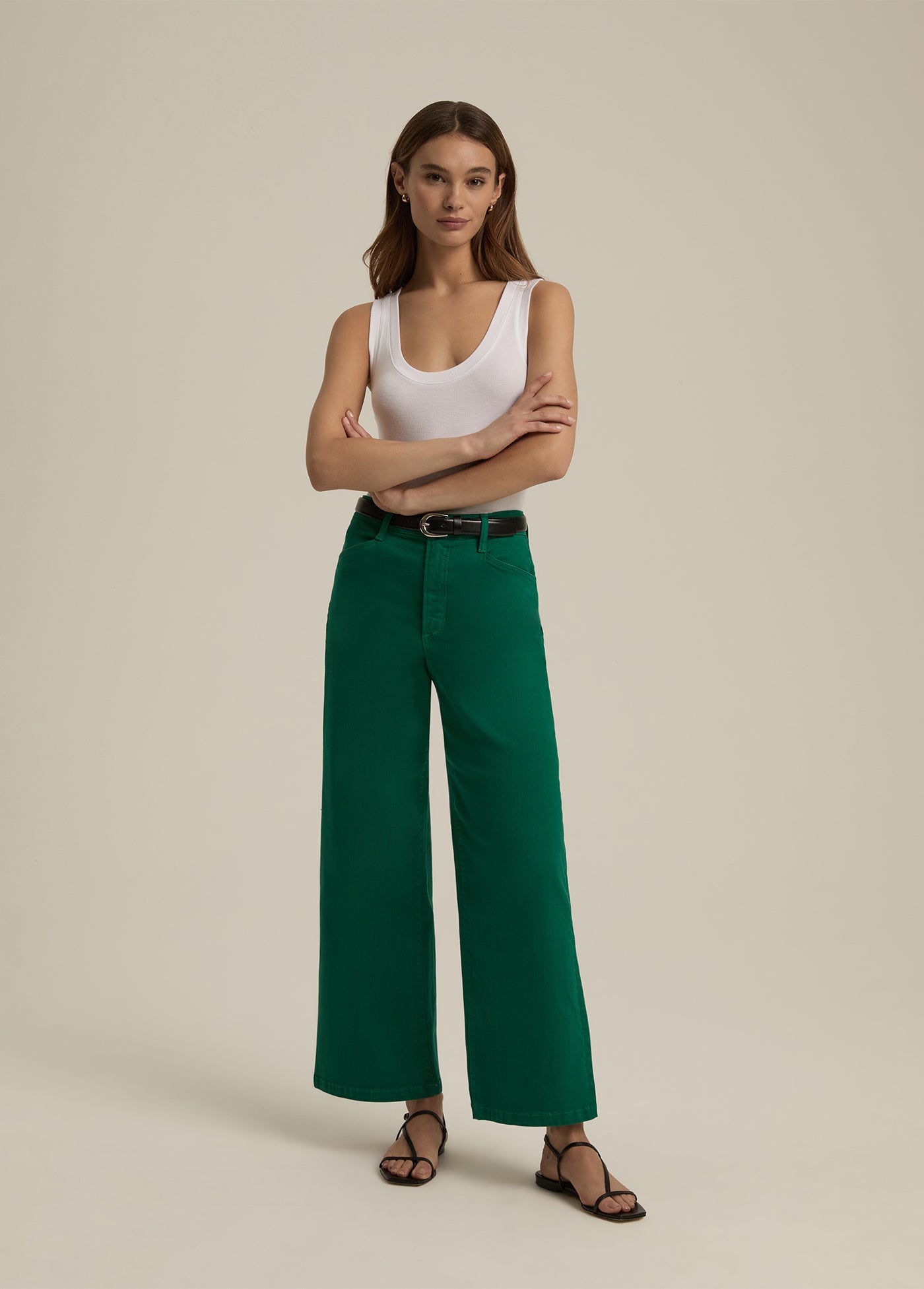 The Mischa Super High Rise Wide Leg Ankle | Emerald