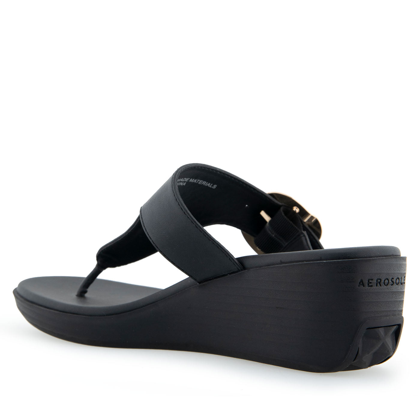 Izola Sandal Wedge | Black Faux Calf