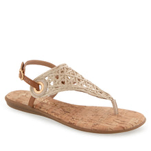 Conclusion Sandal Flat | Natural/Tan Crochet Raffia/Faux Nappa