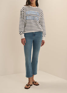 The Collegiate Classic Sweatshirt | Navy Stripe Sea Blue