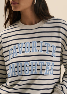 The Collegiate Classic Sweatshirt | Navy Stripe Sea Blue