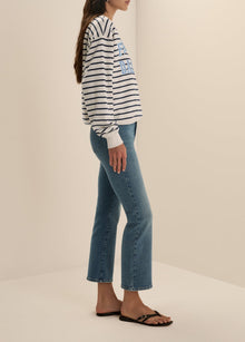 The Collegiate Classic Sweatshirt | Navy Stripe Sea Blue