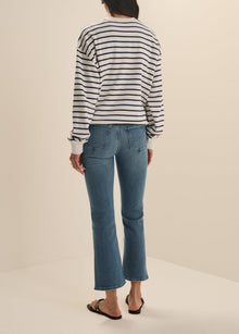 The Collegiate Classic Sweatshirt | Navy Stripe Sea Blue