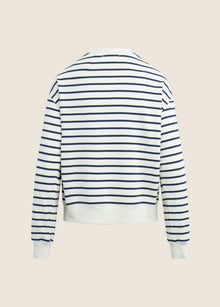 The Collegiate Classic Sweatshirt | Navy Stripe Sea Blue