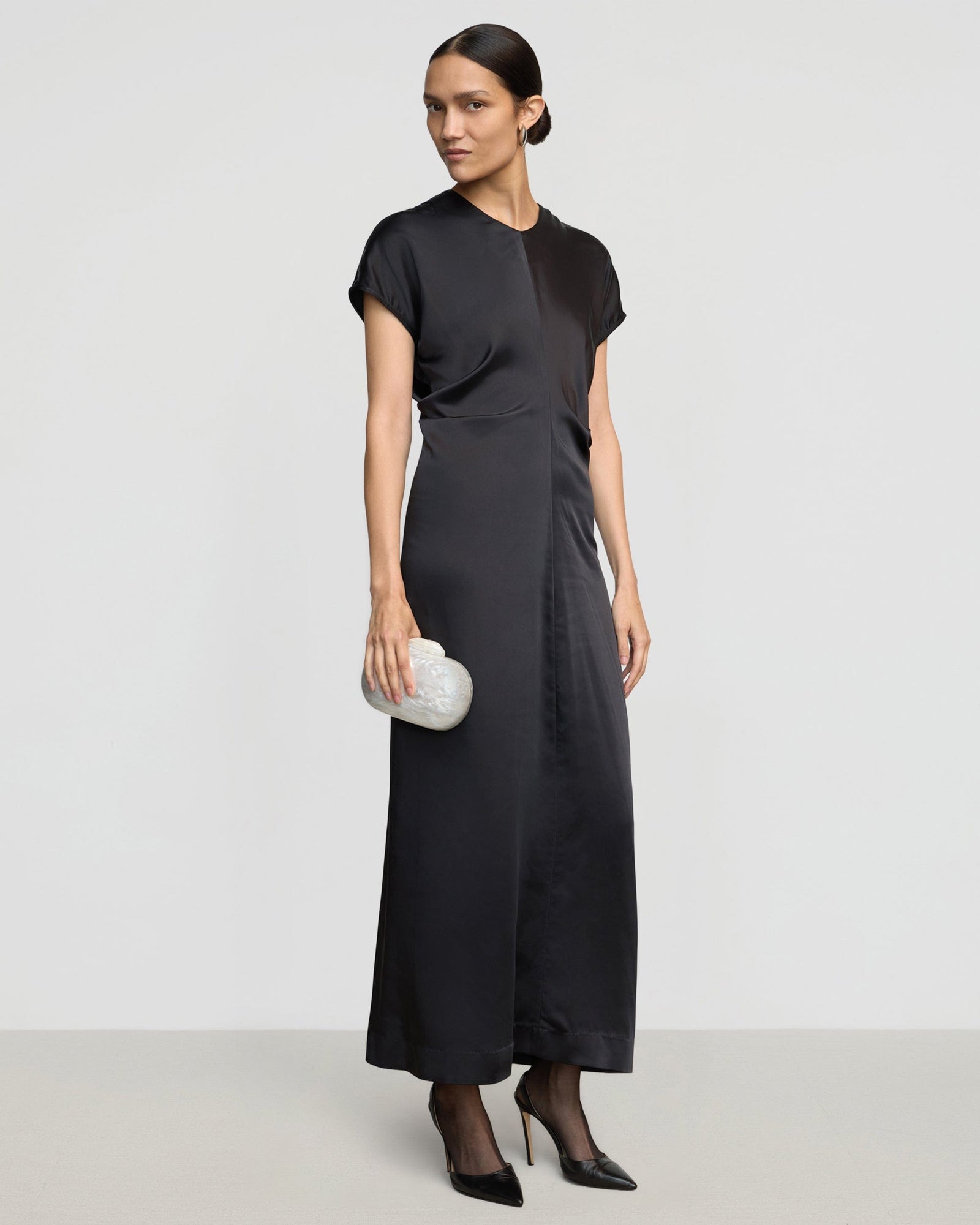 Fiona Curved-Shoulder Dress | Black