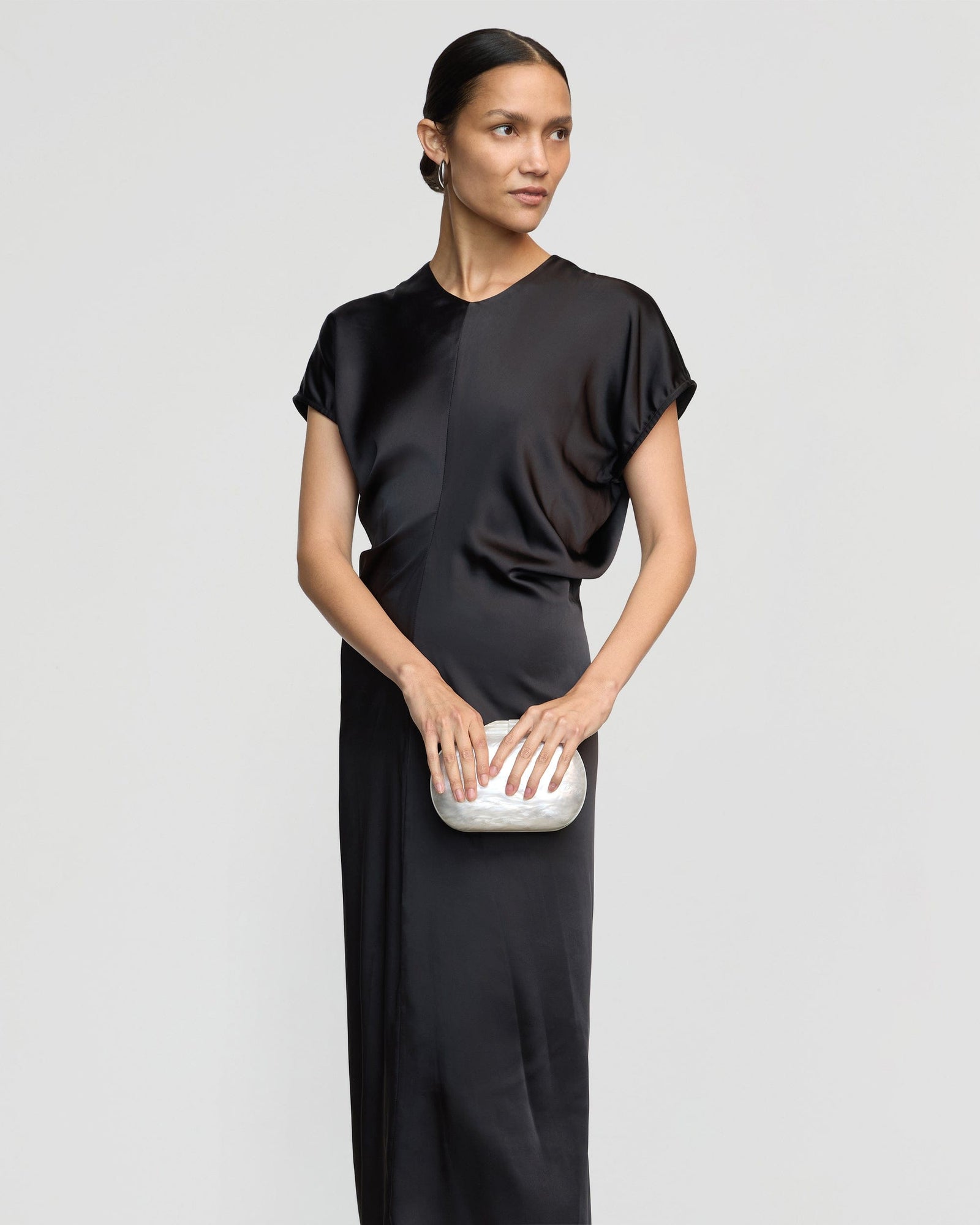 Fiona Curved-Shoulder Dress | Black