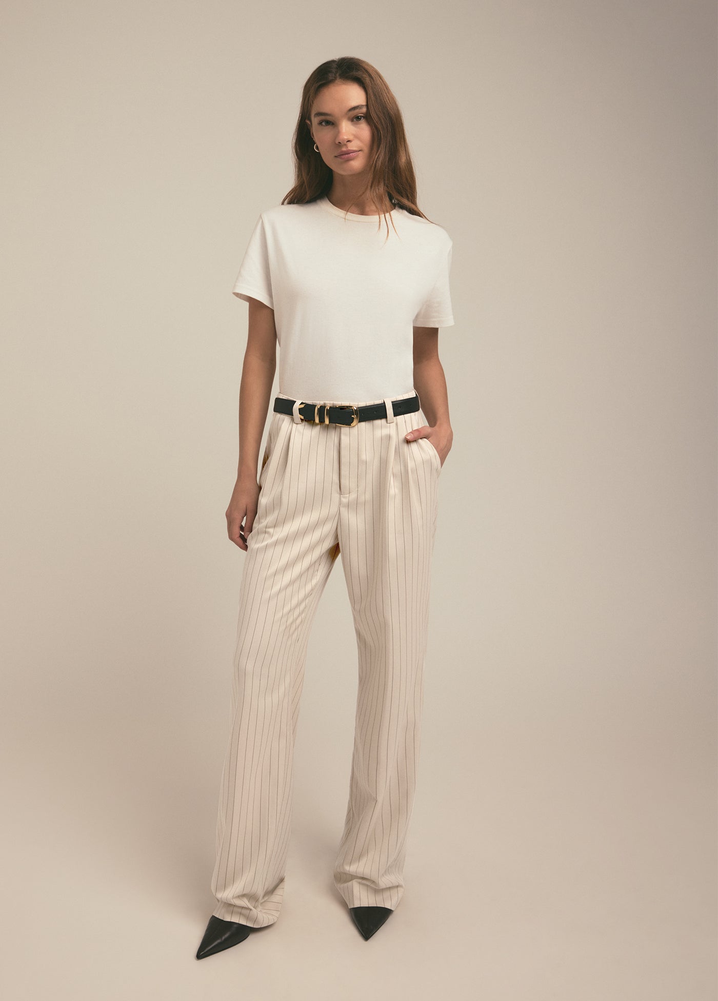 The Low Favorite Pant | Warm Sand Pinstripe