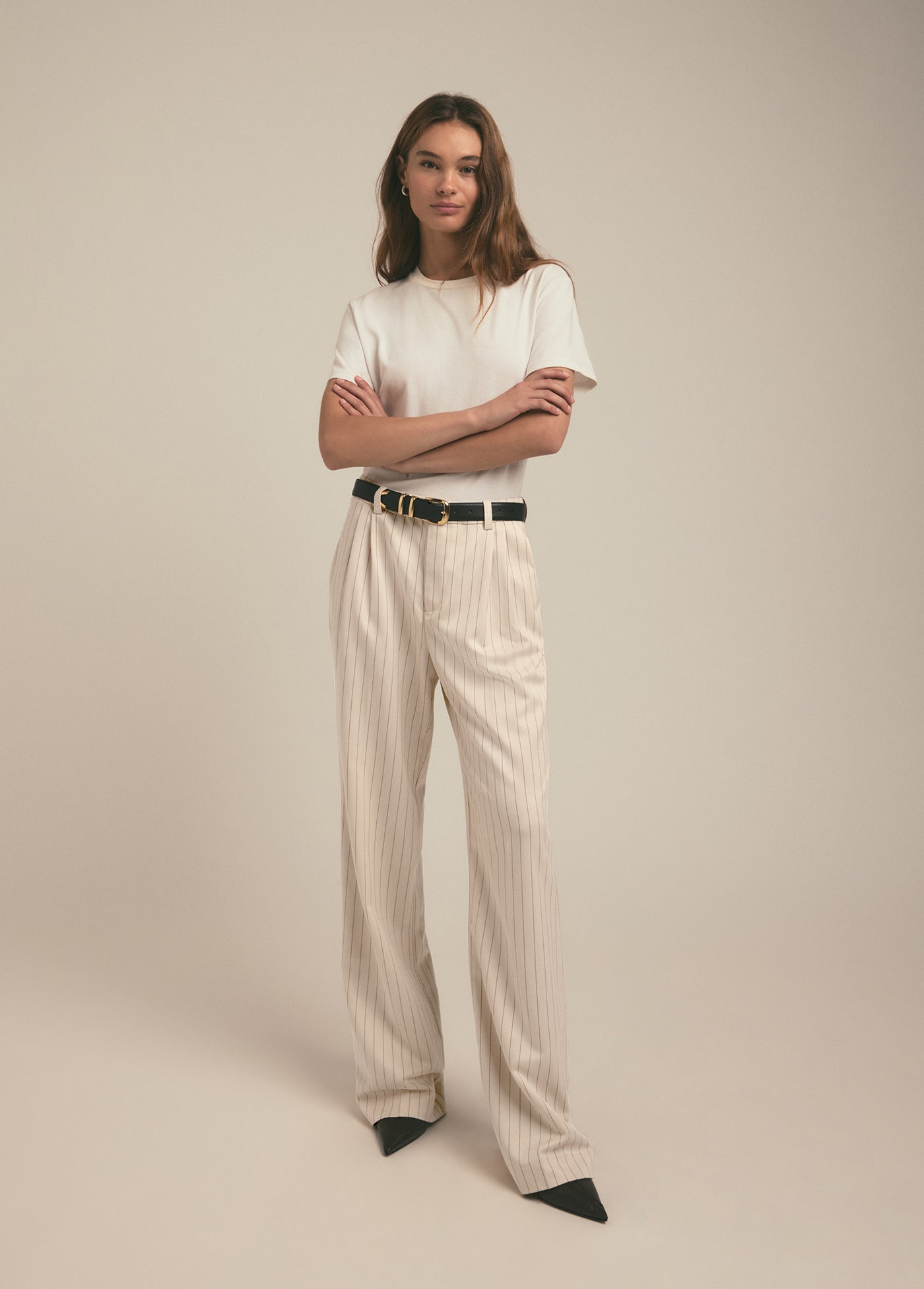The Low Favorite Pant | Warm Sand Pinstripe
