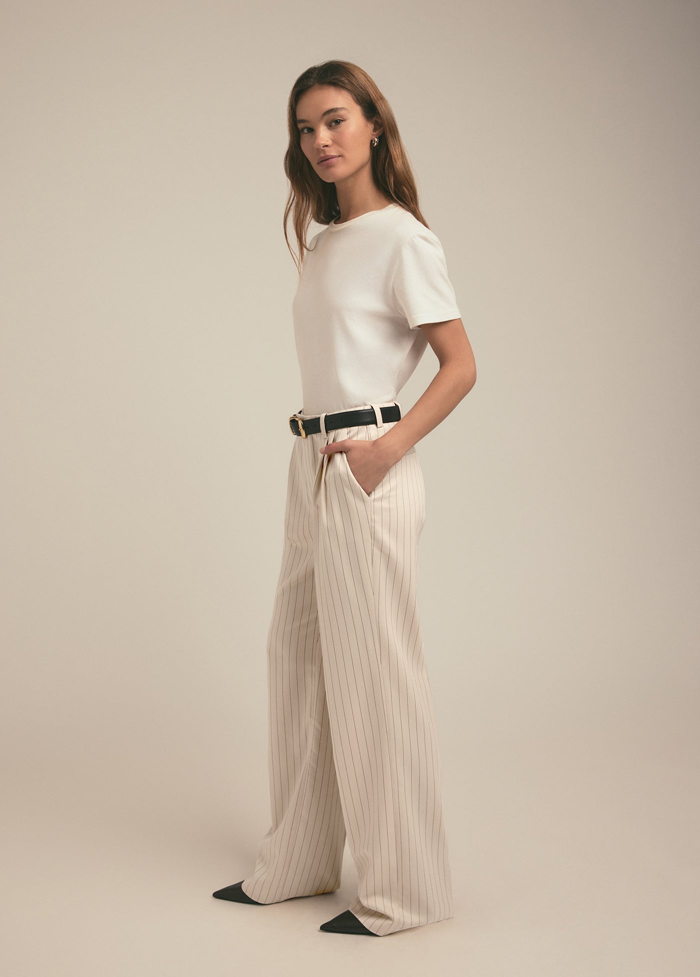 The Low Favorite Pant | Warm Sand Pinstripe