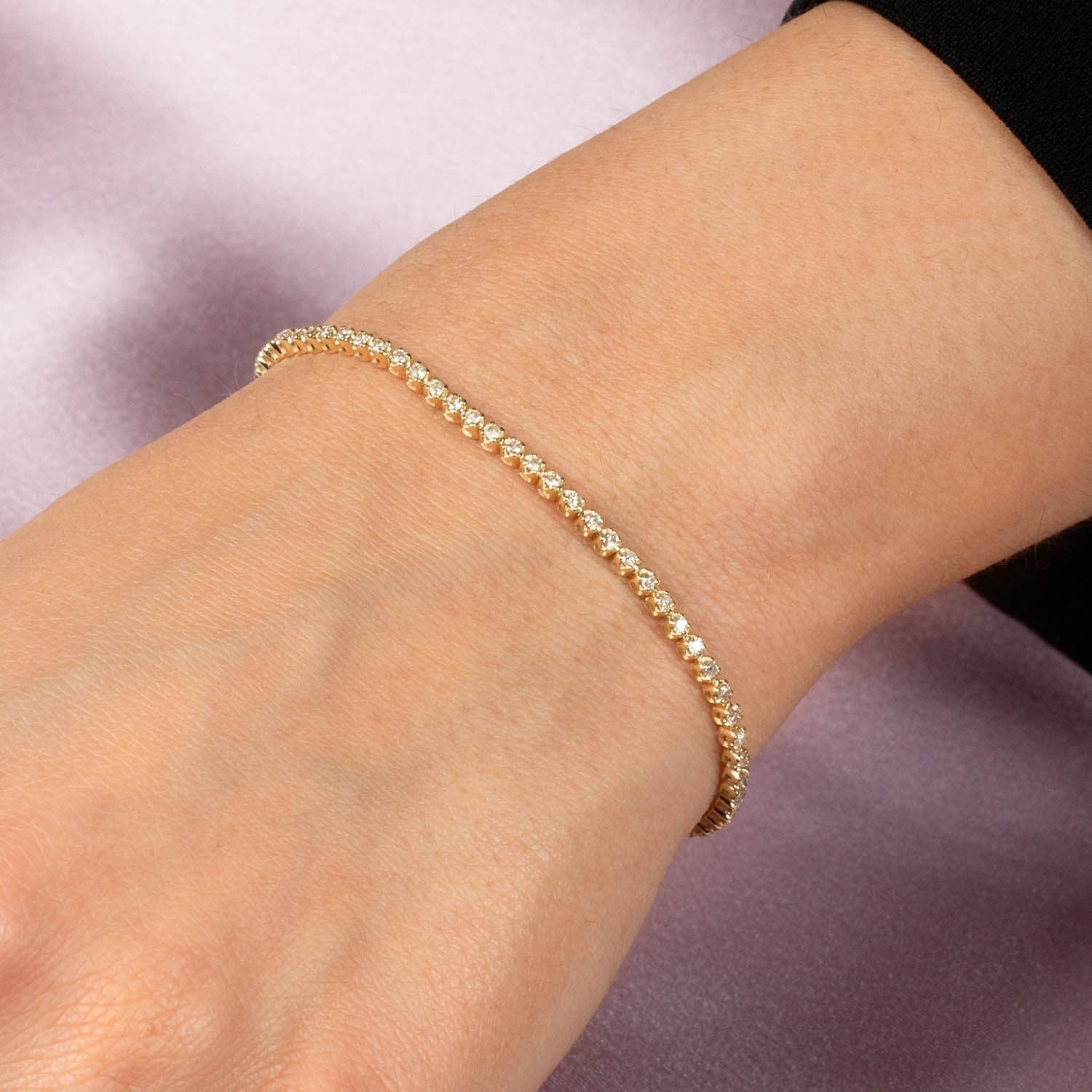 14K Gold Mini Diamond Tennis Bracelet 14K - Adina's Jewels