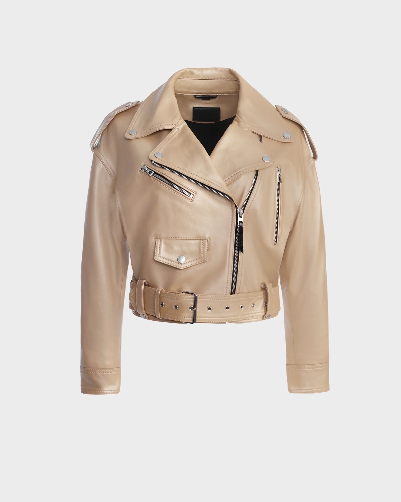 Women | MAGGIE Leather Jacket | Metallic Ivory