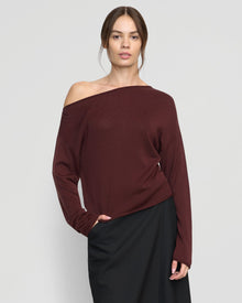 Beate | Hachi Tencel-Wool Off-Shoulder Sweater in Size Small