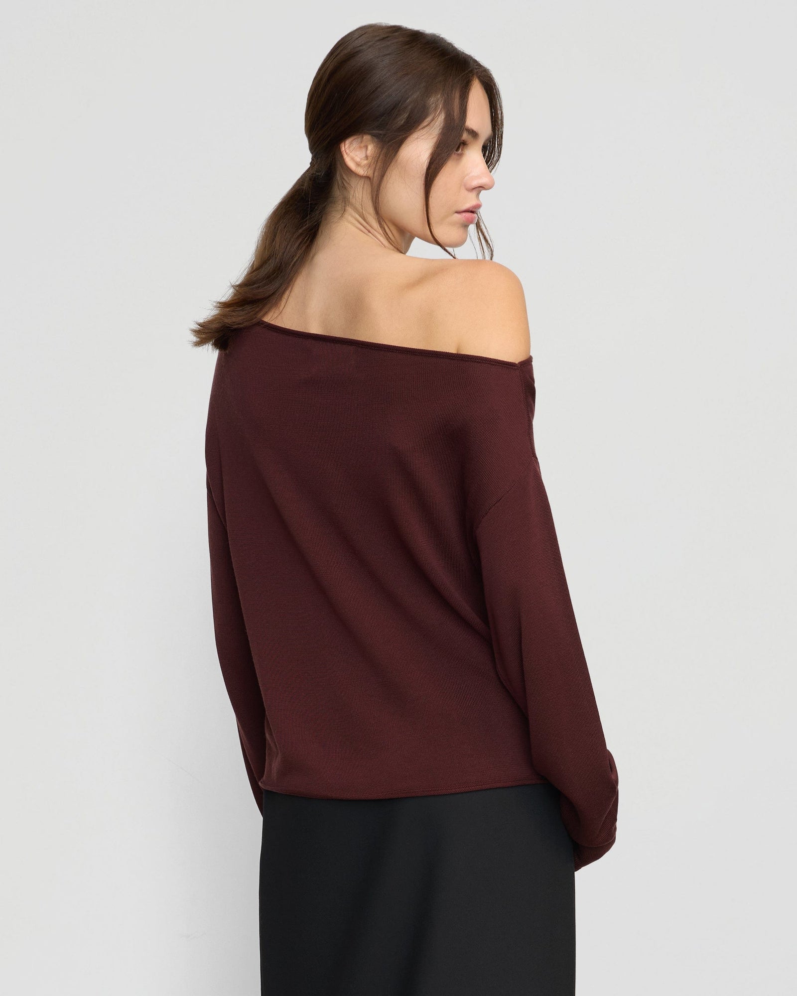 Beate | Hachi Tencel-Wool Off-Shoulder Sweater in Size Small