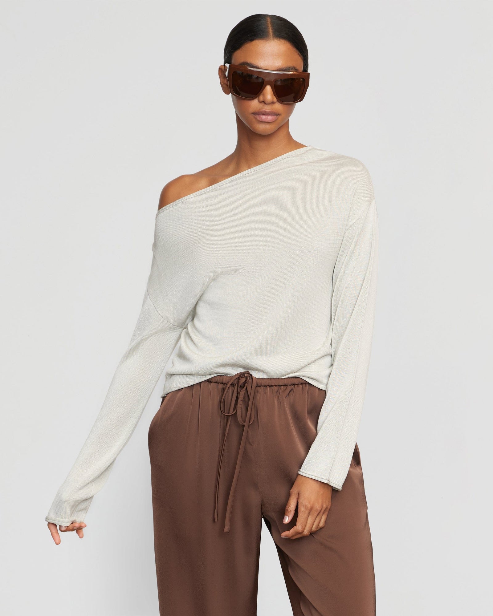 Luisa | Hachi Tencel-Wool Off-Shoulder Sweater in Size Small