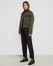 Renee | Haddon Contrast-Trim Corduroy Bomber Jacket in Size Small