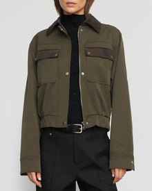 Renee | Haddon Contrast-Trim Corduroy Bomber Jacket in Size Small