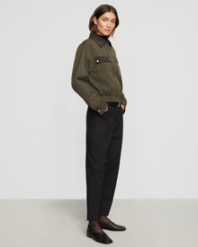Renee | Haddon Contrast-Trim Corduroy Bomber Jacket in Size Small