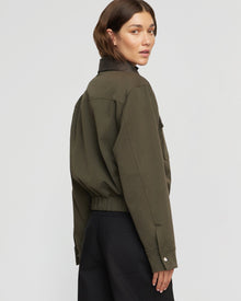 Renee | Haddon Contrast-Trim Corduroy Bomber Jacket in Size Small