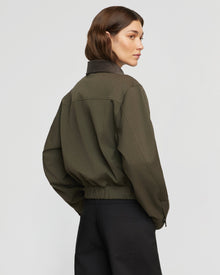 Renee | Haddon Contrast-Trim Corduroy Bomber Jacket in Size Small