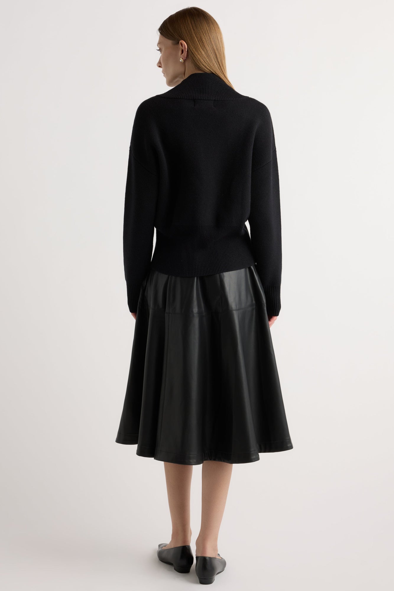 Marije | Harlow Vegan Leather Flare Skirt in Size Small