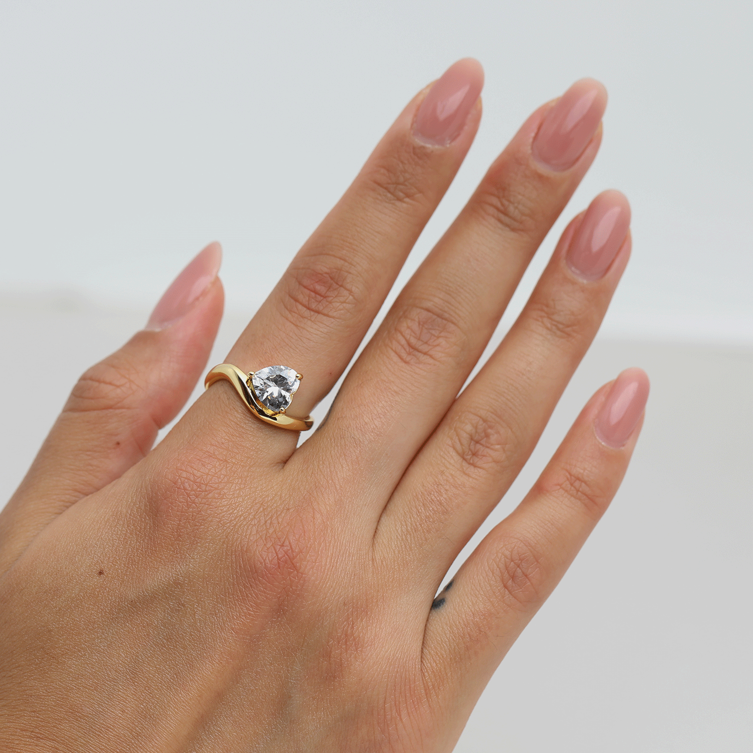 The Heart Stone Ring (Set Of 2) | Rhodium Plated Brass