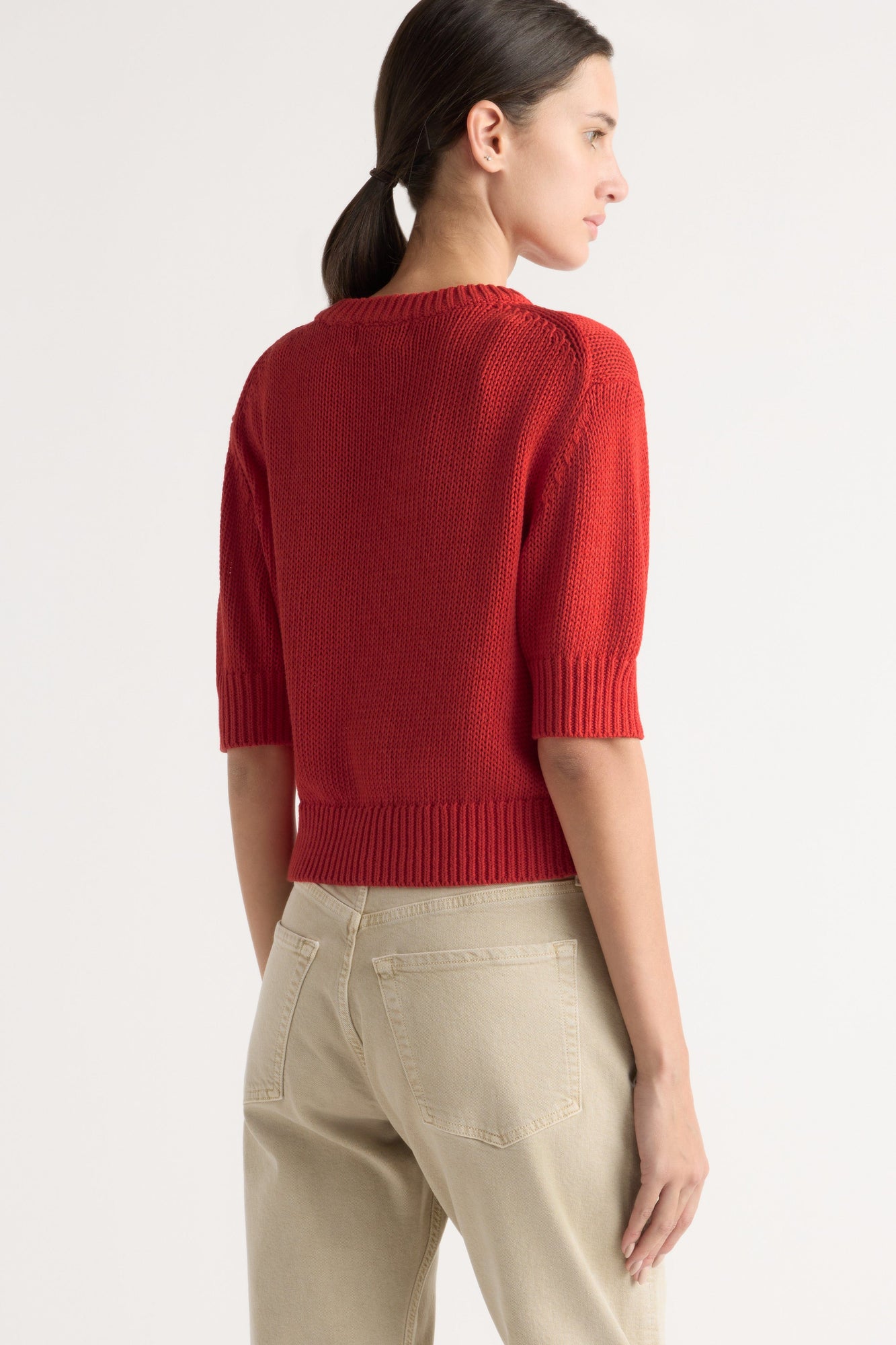 Karolina | Heidi Pullover Short-Sleeve Knit Top in Size Extra Small