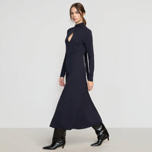 Helena Scarf-Neck Jersey Dress | Navy
