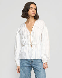 Olivia | Hira Cotton Tie-Front Blouse in Size Small