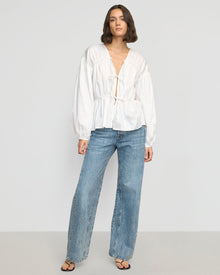 Olivia | Hira Cotton Tie-Front Blouse in Size Small