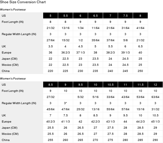 Product size guide