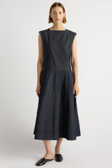 Mali | Holland Drop-Waist Denim Dress in Size Small