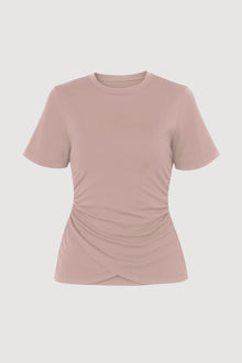 Arya | Janette Front-Wrap Jersey Tee in Size Small - Flat