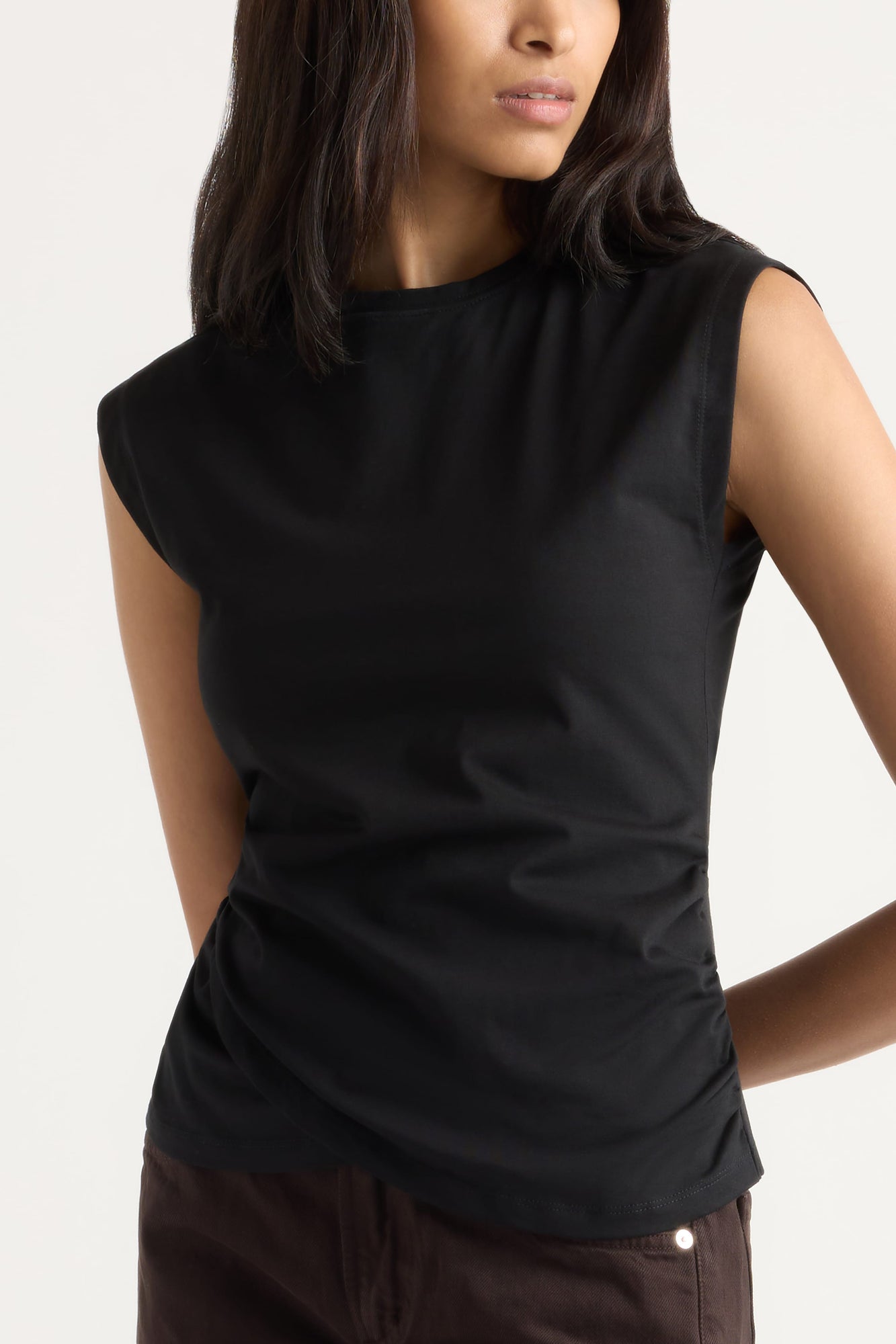 Arya | Jensen Front-Wrap Jersey Tee in Size Small