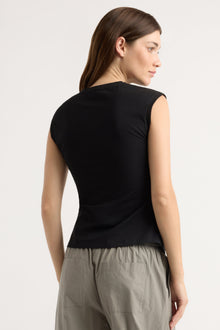 Renee | Jensen Front-Wrap Jersey Tee in Size Small