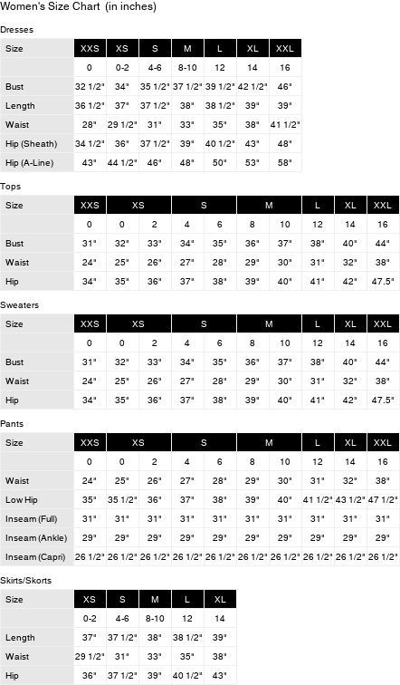 Product size guide