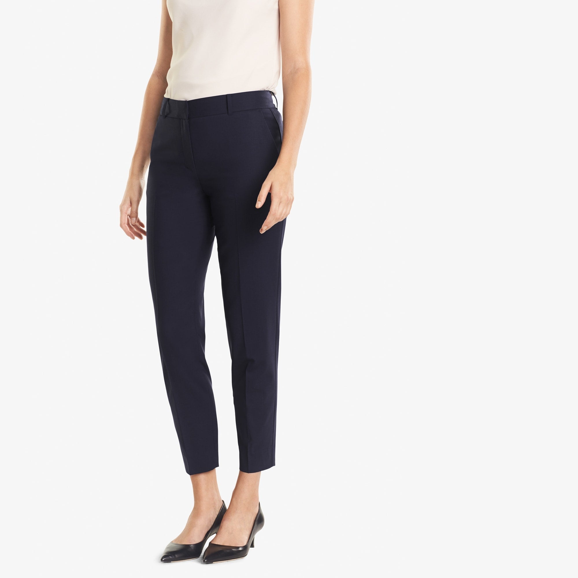 Front image of a woman standing wearing the Mejia pant in Galaxy Blue | Exclude