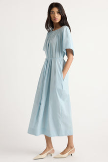 Arya | Katya Cotton Poplin Tie-Waist Dress in Size Small