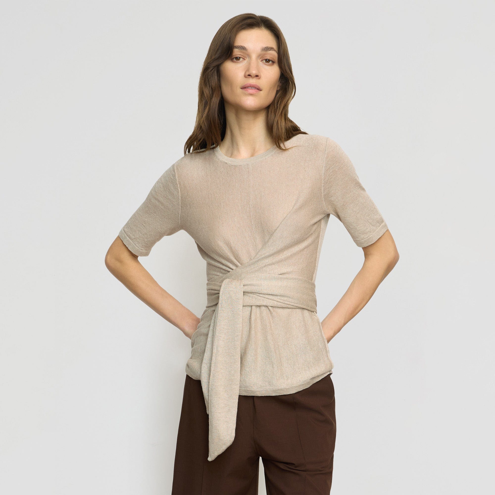 Lark Tie-Front Linen Sweater | Natural