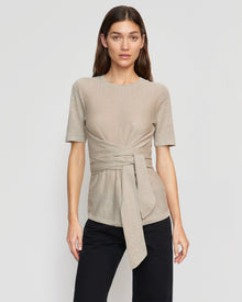 Renee | Lark Tie-Front Linen Sweater in Size Small