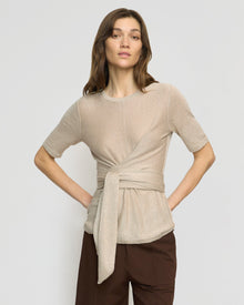 Renee | Lark Tie-Front Linen Sweater in Size Small
