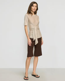 Renee | Lark Tie-Front Linen Sweater in Size Small