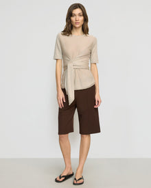 Renee | Lark Tie-Front Linen Sweater in Size Small