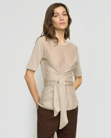 Renee | Lark Tie-Front Linen Sweater in Size Small