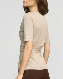 Renee | Lark Tie-Front Linen Sweater in Size Small