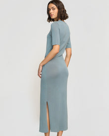 Olivia | Larkyn Tie-Front Semi-Sheer Tencel-Wool Dress in Size Small 