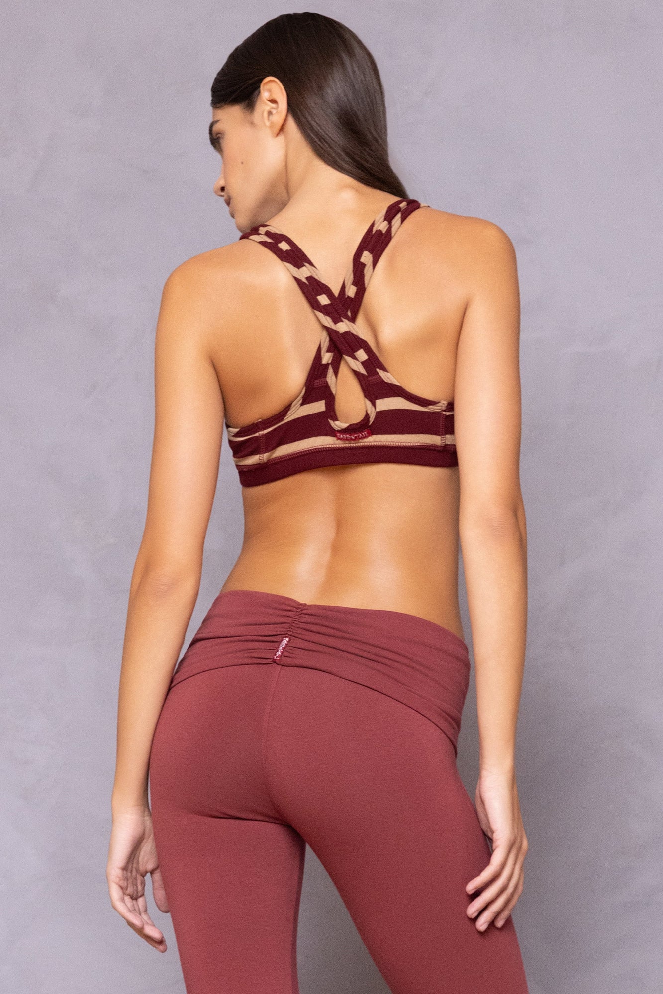 Women | Latte Stripe Crisscross Bra | Wine Not