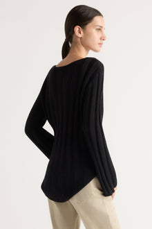 Karolina | Leah Ribbed Scoop-Neck Sweater in Size Extra Small